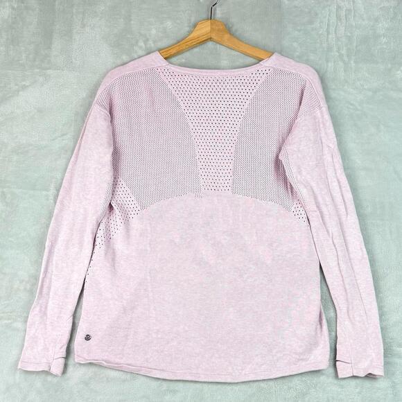 lululemon athletica Tops - Lululemon Still Movement SweaterHeathered Petals Pink V-Neck Cotton Blend Size L